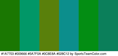 #1A7703 #009666 #5A7F0A #0C8E8A #028C12 #0B7F5A Colors