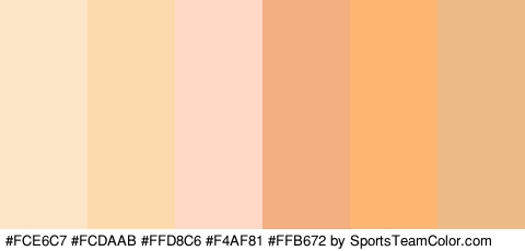 #FCE6C7 #FCDAAB #FFD8C6 #F4AF81 #FFB672 #EDBB87 Colors