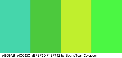 #46D6AB #4CC93C #BFEF2D #4BF742 Colors