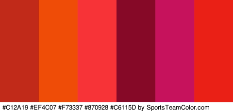 #C12A19 #EF4C07 #F73337 #870928 #C6115D #EA1F15 Colors