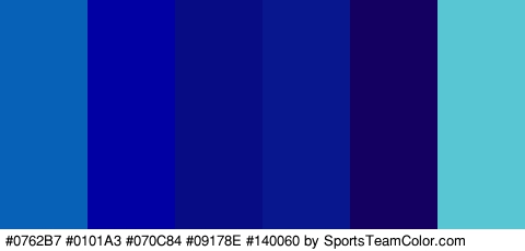 #0762B7 #0101A3 #070C84 #09178E #140060 #58C7D3 Colors