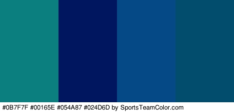 #0B7F7F #00165E #054A87 #024D6D Colors