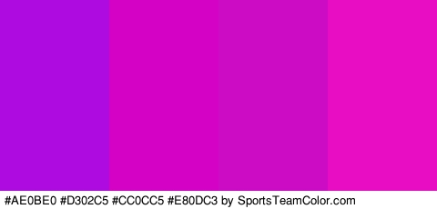 #AE0BE0 #D302C5 #CC0CC5 #E80DC3 Colors