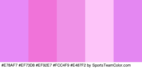 #E78AF7 #EF73D8 #EF92E7 #FCC4F9 #E487F2 Colors