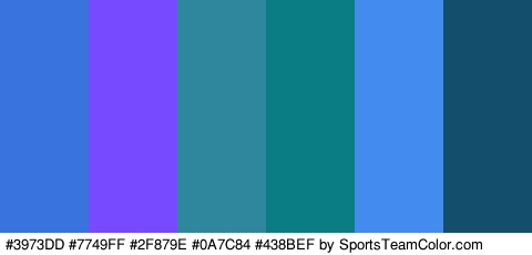 #3973DD #7749FF #2F879E #0A7C84 #438BEF #134E6D Colors