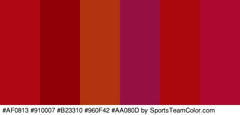 #AF0813 #910007 #B23310 #960F42 #AA080D #AD082F Colors