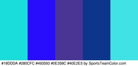 #18DDDA #280CFC #493593 #0E358C #40E2E5 Colors