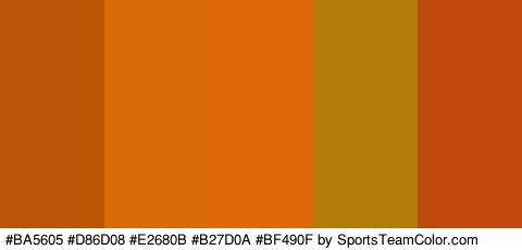 #BA5605 #D86D08 #E2680B #B27D0A #BF490F Colors