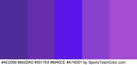 #4E2D99 #662DAD #5917E8 #8940CE #A74DD1 Colors