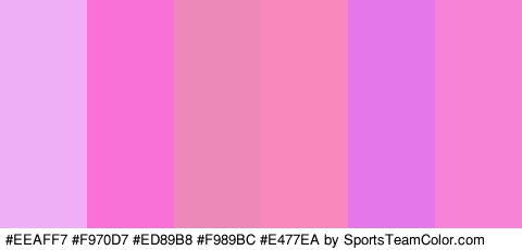 #EEAFF7 #F970D7 #ED89B8 #F989BC #E477EA #F783D6 Colors