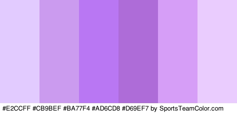 #E2CCFF #CB9BEF #BA77F4 #AD6CD8 #D69EF7 #EBCCFF Colors