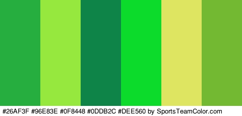 #26AF3F #96E83E #0F8448 #0DDB2C #DEE560 #73BA32 Colors