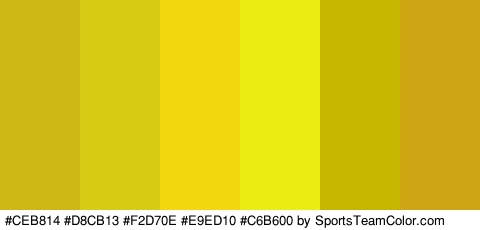 #CEB814 #D8CB13 #F2D70E #E9ED10 #C6B600 #CEA614 Colors