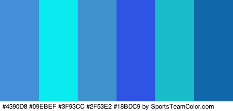 #4390D8 #09EBEF #3F93CC #2F53E2 #18BDC9 #1168AA Colors