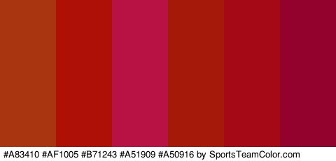 #A83410 #AF1005 #B71243 #A51909 #A50916 #93012D Colors