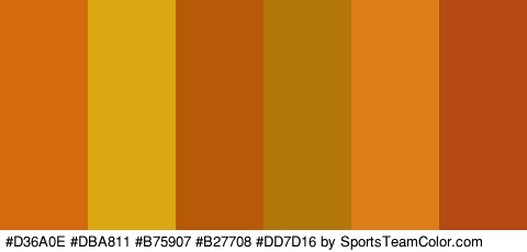 #D36A0E #DBA811 #B75907 #B27708 #DD7D16 #B54B12 Colors