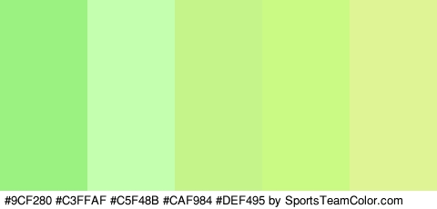 #9CF280 #C3FFAF #C5F48B #CAF984 #DEF495 Colors