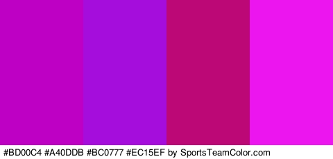 #BD00C4 #A40DDB #BC0777 #EC15EF Colors