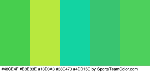 #48CE4F #B8E83E #13D3A3 #38C470 #4DD15C Colors