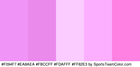 #F094F7 #EA8AEA #FBCCFF #FDAFFF #FF82E3 Colors