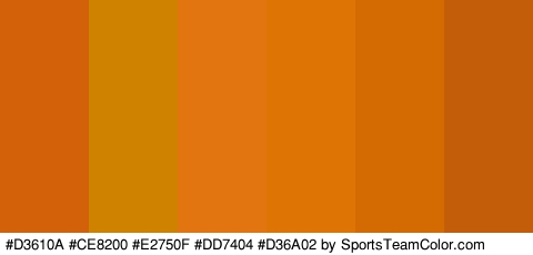 #D3610A #CE8200 #E2750F #DD7404 #D36A02 #C45D09 Colors