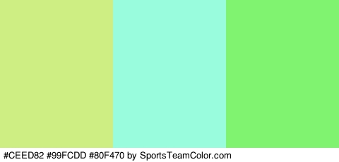 #CEED82 #99FCDD #80F470 Colors