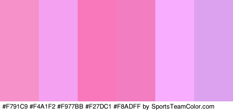 #F791C9 #F4A1F2 #F977BB #F27DC1 #F8ADFF #DDA2EF Colors