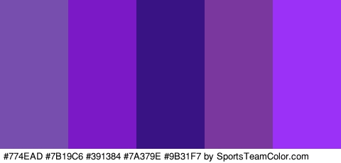 #774EAD #7B19C6 #391384 #7A379E #9B31F7 Colors