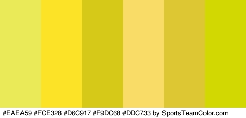 #EAEA59 #FCE328 #D6C917 #F9DC68 #DDC733 #D1D802 Colors