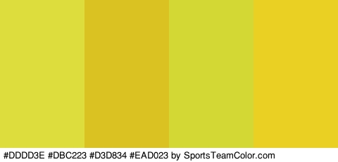 #DDDD3E #DBC223 #D3D834 #EAD023 Colors