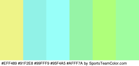 #EFF489 #91F2E8 #99FFF9 #95F4A5 #AFFF7A #9FFC9F Colors