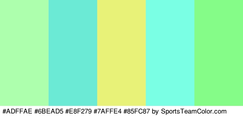 #ADFFAE #6BEAD5 #E8F279 #7AFFE4 #85FC87 Colors