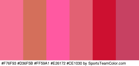 #F76F93 #D36F5B #FF59A1 #E26172 #CE1030 #C64162 Colors