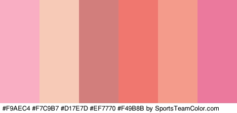 #F9AEC4 #F7C9B7 #D17E7D #EF7770 #F49B8B #EA799D Colors