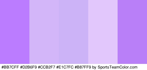 #BB7CFF #D2B6F9 #CCB2F7 #E1C7FC #B87FF9 Colors