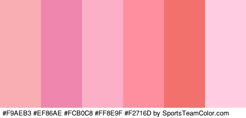 #F9AEB3 #EF86AE #FCB0C8 #FF8E9F #F2716D #FFCCE1 Colors