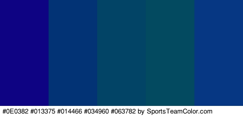 #0E0382 #013375 #014466 #034960 #063782 Colors