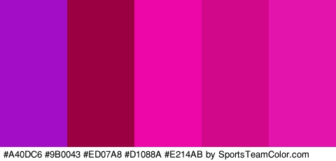 #A40DC6 #9B0043 #ED07A8 #D1088A #E214AB Colors