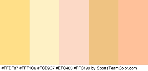 #FFDF87 #FFF1C6 #FCD9C7 #EFC483 #FFC199 Colors