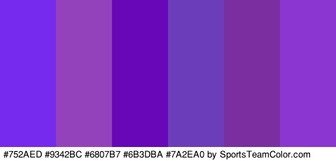 #752AED #9342BC #6807B7 #6B3DBA #7A2EA0 #8B36D1 Colors