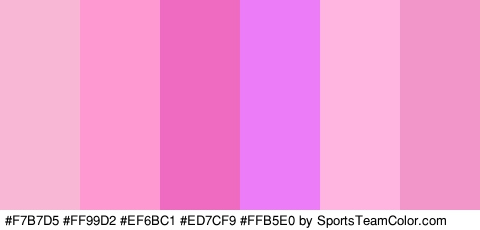 #F7B7D5 #FF99D2 #EF6BC1 #ED7CF9 #FFB5E0 #F296CA Colors