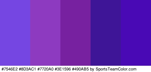 #7546E2 #8D3AC1 #7720A0 #3E1596 #490AB5 Colors