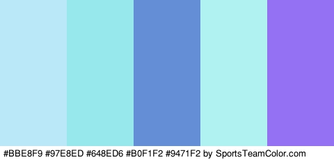 #BBE8F9 #97E8ED #648ED6 #B0F1F2 #9471F2 Colors