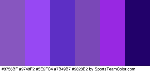 #8756BF #9748F2 #5E2FC4 #7B49B7 #9828E2 #22016B Colors