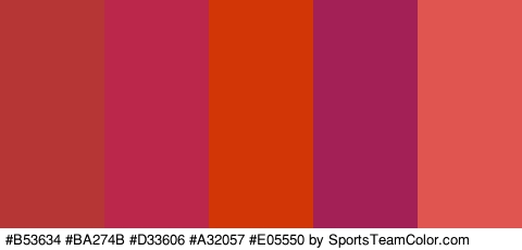 #B53634 #BA274B #D33606 #A32057 #E05550 Colors