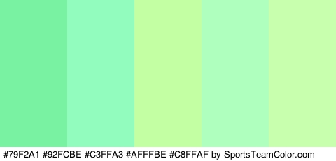 #79F2A1 #92FCBE #C3FFA3 #AFFFBE #C8FFAF Colors