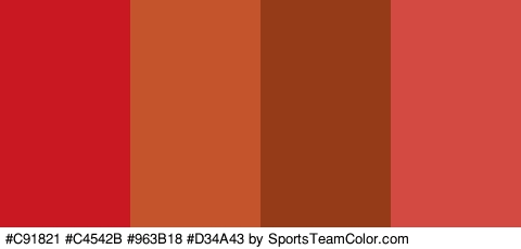 #C91821 #C4542B #963B18 #D34A43 Colors