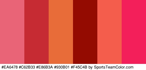 #EA6478 #C62B33 #E86B3A #930B01 #F45C4B #F21F5B Colors