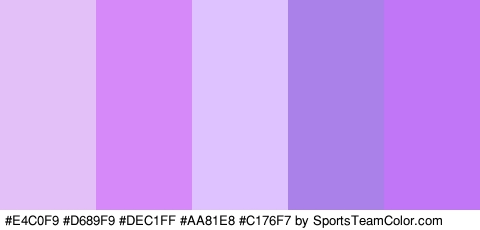 #E4C0F9 #D689F9 #DEC1FF #AA81E8 #C176F7 Colors