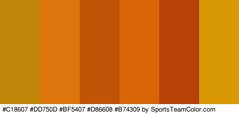 #C18607 #DD750D #BF5407 #D86608 #B74309 #D89904 Colors